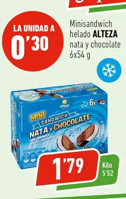 Supermercados Deza ALTEZA Minisandwich helado nata y chocolate oferta