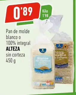 Supermercados Deza ALTEZA Pan de molde blanco o 100% integral sin corteza oferta
