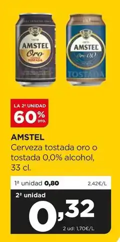 Alimerka Amstel - cerveza tostada oro o tostada 0,0% alcohol oferta
