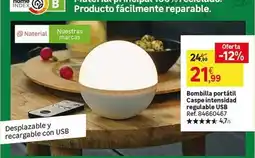 Leroy Merlin Bombilla portatil casse intensidad regulable usb oferta