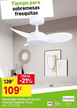 Leroy Merlin Blanco - ventilador techo con luz dc huetiva sblanco 71 cm oferta