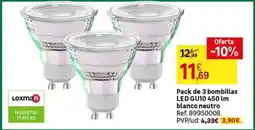 Leroy Merlin Lexman - pack de 3 bombillas led gu10 450 im blanco oferta