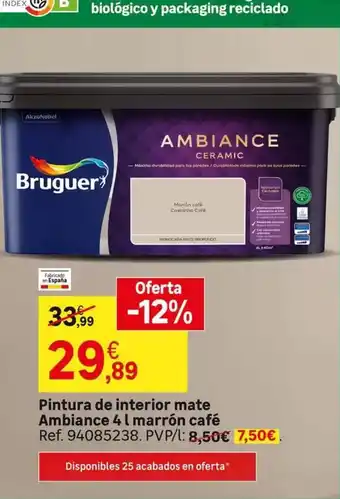 Leroy Merlin Bruguer - pintura de interior mate ambiance 4 l marron cafe oferta