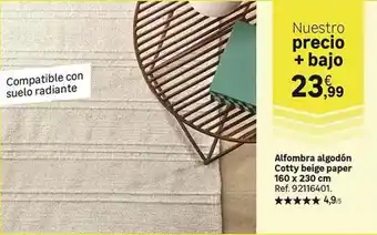 Leroy Merlin Alfombra algodón cotty bejee paper 160 x 230 cm oferta