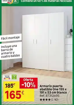 Leroy Merlin Blanco - armario puerta abatible one 155 x 19x 53 cm oferta