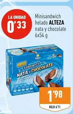 Supermercados Deza ALTEZA Minisandwich helado nata y chocolate oferta