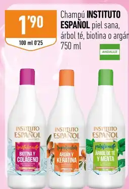 Supermercados Deza INSTITUTO ESPAÑOL Champú piel sans árbol té, biotina o argán oferta
