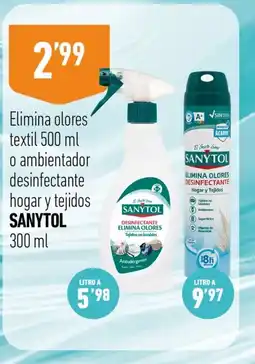 Supermercados Deza SANYTOL Elimina olores textil o ambientador desinfectante hogar y tejidos oferta
