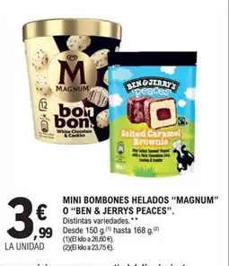 E.Leclerc MAGNUM O BEN & JERRY PEACES Mini bombones helados oferta