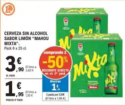E.Leclerc MAHOU MIXTA Cerveza sin alcohol sabor limón oferta
