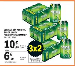 E.Leclerc SHANDY CRUZCAMPO Cerveza sin alcohol sabor limón oferta
