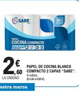 E.Leclerc SABE Papel de cocina blanco compacto 2 capas oferta