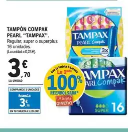 E.Leclerc TAMPAX Tampón compak pearl oferta