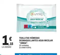 E.Leclerc UNNIA Toallitas desmaquillantes agua micelar oferta
