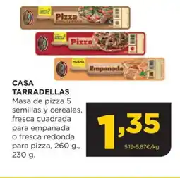 Alimerka CASA TARRADELLAS Masa de pizza 5 semillas y cereales, fresca cuadrada para empanada o fresca redonda para pizza oferta
