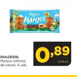 Alimerka DULCESOL Manjus rellenos de cacao oferta