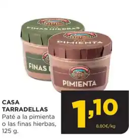 Alimerka CASA TARRADELLAS Paté a la pimienta o las finas hierbas oferta