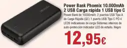 Hiper FROIZ PHOENIX Power Bank 10.000mAh 2 USB Carga rápida 1 USB tipo C oferta