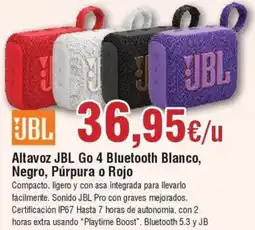 Hiper FROIZ JBL Altavoz Go 4 Bluetooth Blanco, Negro, Púrpura o Rojo oferta