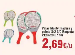 Hiper FROIZ Palas Monty madera y pelota S/2 3/C Raqueta 21x39x0,07 cm oferta