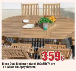 Hiper FROIZ Mesa Oval Madera Natural 160x85x74 cm +4 Sillas sin Apoyabrazos oferta