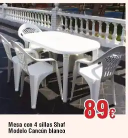 Hiper FROIZ Mesa con 4 sillas Shaf Modelo Cancún blanco oferta