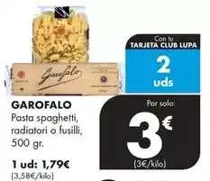 Supermercados Lupa Garofalo - pasta spaghetti oferta