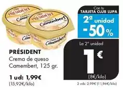 Supermercados Lupa Président - crema de queso camembert oferta