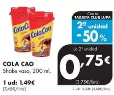Supermercados Lupa Cola cao - shake vaso oferta