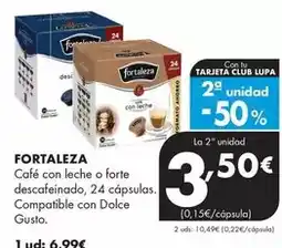 Supermercados Lupa Fortaleza - café con leche o forte descafeinado, 24 cápsulas. compatible con dolce gusto oferta