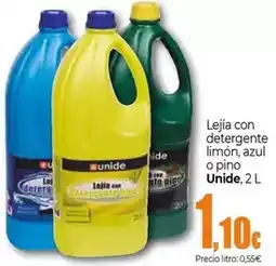 Unide Supermercados Unide - lejía con detergente limon/ azul o pino oferta