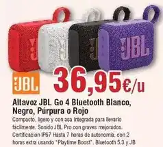 FROIZ Jbl - altavoz go 4 bluetooth blanco, negro, purpura o rojo oferta