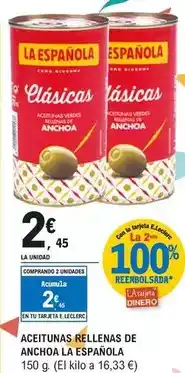 E.Leclerc La española - aceitunas rellenas de anchoa oferta