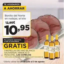 Alimerka Del norte - 3 botellas de vino blanco sauvignon, verdejo o moscatel, las cameias oferta