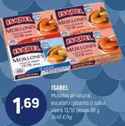 Coviran Isabel - musclos al natural, escabetx, picants o salsa vieira oferta
