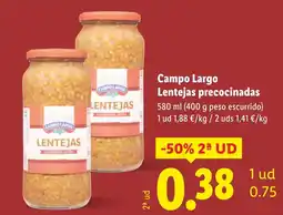 Lidl CAMPO LARGO Lentejas precocinadas oferta