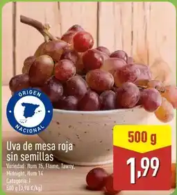 ALDI Uva de mesa roja sin semillas oferta