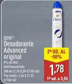 ALDI Dove - desodorante advanced original oferta
