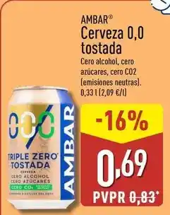 ALDI Ambar - cerveza 0,0 tostada oferta