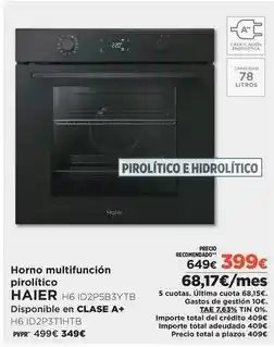 El Corte Inglés Haier - horno multifunción pirolitico oferta