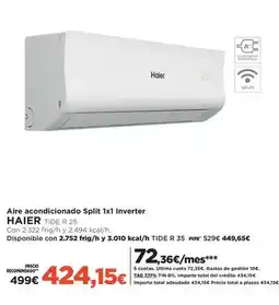 El Corte Inglés Haier - aire acondicionado split 1x inverter oferta