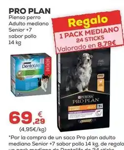 Kiwoko Pro plan - pienso perro adulto mediano senior +7 sabor pollo oferta