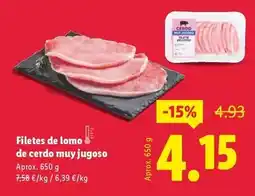 Lidl Filetes de lomo de cerdo muy jugoso oferta