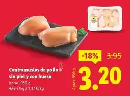 Lidl Contramuslos de pollo sin piel y con hueso oferta