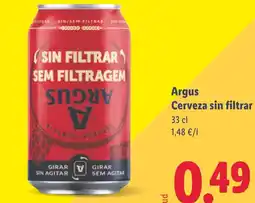 Lidl ARGUS Cerveza sin filtrar oferta