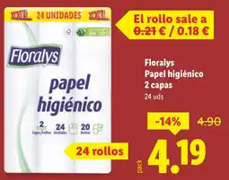 Lidl FLORALYS Papel higiénico 2 capas oferta