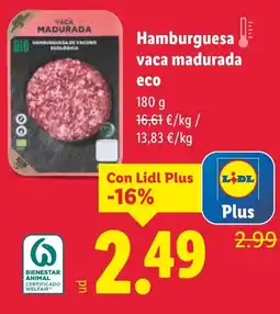 Lidl Hamburguesa vaca madurada eco oferta