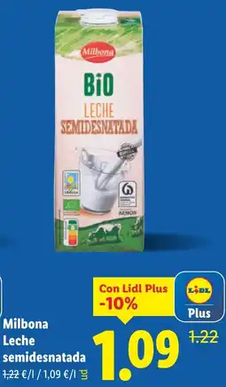 Lidl MILBONA Leche semidesnatada oferta