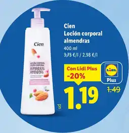 Lidl CIEN Loción corporal almendras oferta