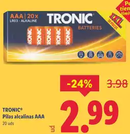 Lidl TRONIC Pilas alcalinas AAA oferta